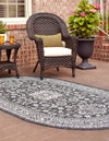 Unique Loom Outdoor Aztec T-KZOD17 Charcoal Gray Area Rug Oval Lifestyle Image