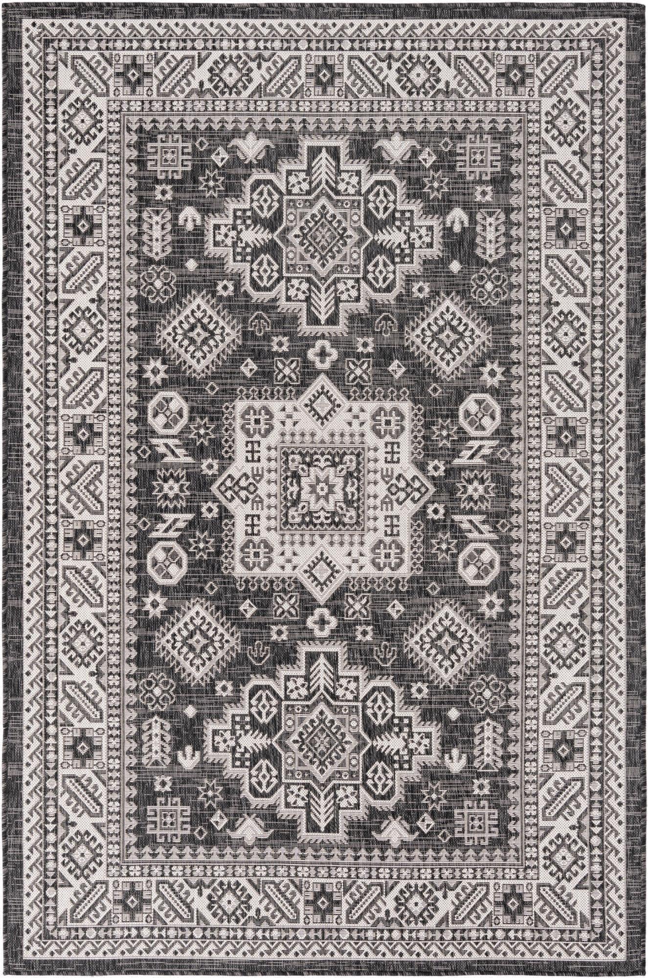 Unique Loom Outdoor Aztec T-KZOD17 Charcoal Gray Area Rug main image