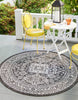 Unique Loom Outdoor Aztec T-KZOD17 Charcoal Gray Area Rug Round Lifestyle Image