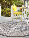 Unique Loom Outdoor Aztec T-KZOD17 Charcoal Gray Area Rug Round Lifestyle Image