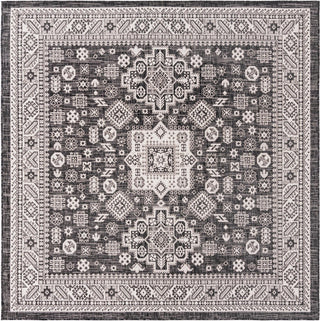 Unique Loom Outdoor Aztec T-KZOD17 Charcoal Gray Area Rug Square Top-down Image