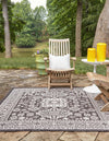 Unique Loom Outdoor Aztec T-KZOD17 Charcoal Gray Area Rug Square Lifestyle Image