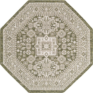 Unique Loom Outdoor Aztec T-KZOD17 Green Area Rug Octagon Top-down Image