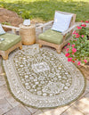 Unique Loom Outdoor Aztec T-KZOD17 Green Area Rug Oval Lifestyle Image