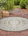 Unique Loom Outdoor Aztec T-KZOD17 Green Area Rug Round Lifestyle Image