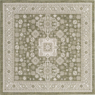 Unique Loom Outdoor Aztec T-KZOD17 Green Area Rug Square Top-down Image