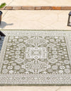 Unique Loom Outdoor Aztec T-KZOD17 Green Area Rug Square Lifestyle Image
