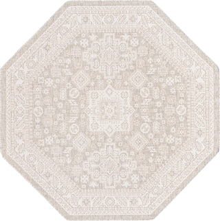 Unique Loom Outdoor Aztec T-KZOD17 Light Gray Area Rug Octagon Top-down Image