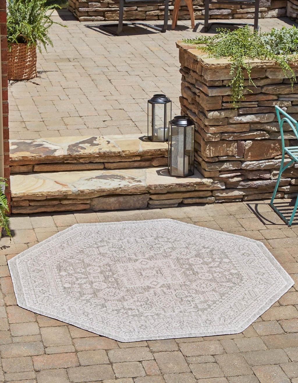 Unique Loom Outdoor Aztec T-KZOD17 Light Gray Area Rug – Incredible ...