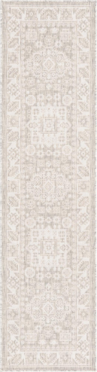 Unique Loom Outdoor Aztec T-KZOD17 Light Gray Area Rug Runner Top-down Image