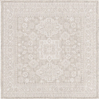 Unique Loom Outdoor Aztec T-KZOD17 Light Gray Area Rug Square Top-down Image