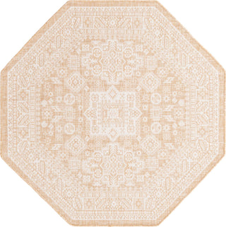 Unique Loom Outdoor Aztec T-KZOD17 Natural Area Rug Octagon Top-down Image