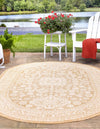 Unique Loom Outdoor Aztec T-KZOD17 Natural Area Rug Oval Lifestyle Image