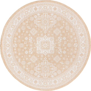 Unique Loom Outdoor Aztec T-KZOD17 Natural Area Rug Round Top-down Image