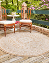 Unique Loom Outdoor Aztec T-KZOD17 Natural Area Rug Round Lifestyle Image