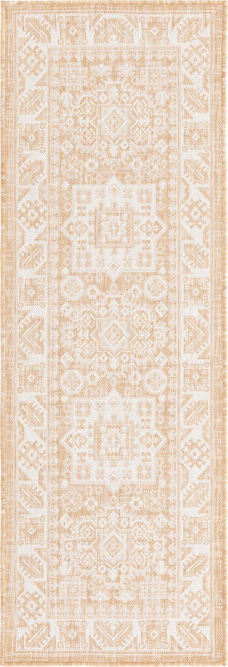 Unique Loom Outdoor Aztec T-KZOD17 Natural Area Rug Runner Top-down Image