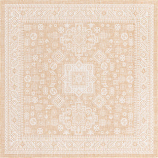 Unique Loom Outdoor Aztec T-KZOD17 Natural Area Rug Square Top-down Image