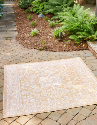 Unique Loom Outdoor Aztec T-KZOD17 Natural Area Rug Square Lifestyle Image