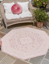 Unique Loom Outdoor Aztec T-KZOD17 Pink Area Rug Octagon Lifestyle Image Feature