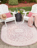 Unique Loom Outdoor Aztec T-KZOD17 Pink Area Rug Oval Lifestyle Image