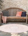 Unique Loom Outdoor Aztec T-KZOD17 Pink Area Rug Round Lifestyle Image