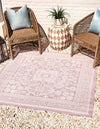 Unique Loom Outdoor Aztec T-KZOD17 Pink Area Rug Square Lifestyle Image