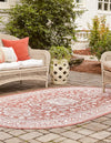 Unique Loom Outdoor Aztec T-KZOD17 Rust Red Area Rug Oval Lifestyle Image
