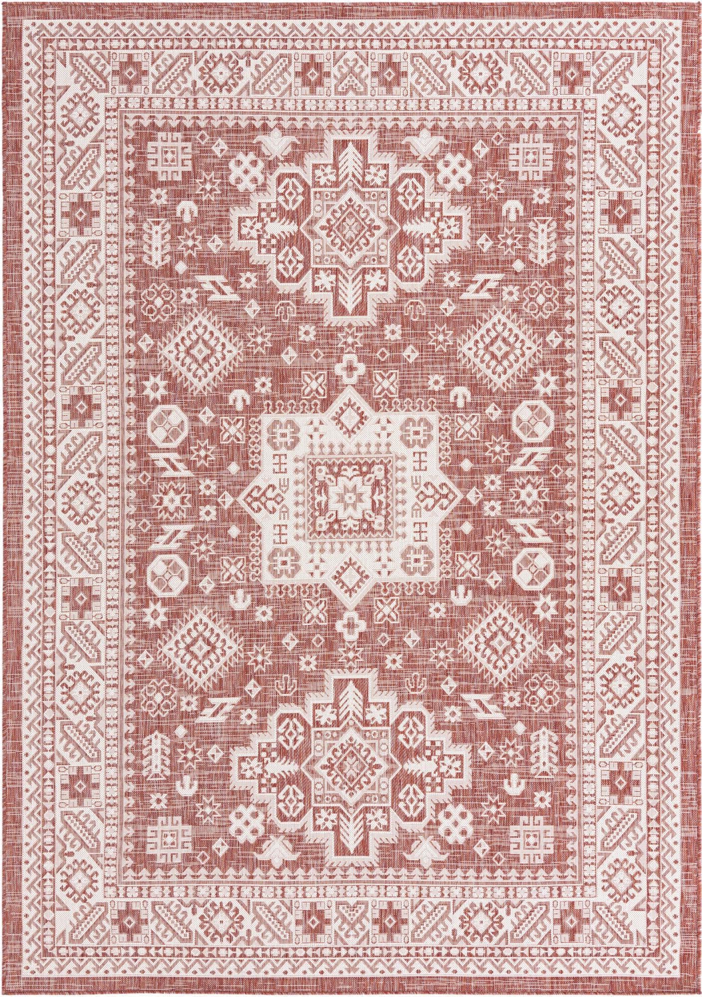 Unique Loom Outdoor Aztec T-KZOD17 Rust Red Area Rug main image