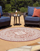 Unique Loom Outdoor Aztec T-KZOD17 Rust Red Area Rug Round Lifestyle Image