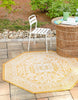Unique Loom Outdoor Aztec T-KZOD17 Yellow Area Rug Octagon Lifestyle Image Feature