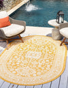 Unique Loom Outdoor Aztec T-KZOD17 Yellow Area Rug Oval Lifestyle Image