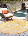 Unique Loom Outdoor Aztec T-KZOD17 Yellow Area Rug Oval Lifestyle Image