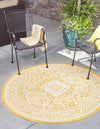 Unique Loom Outdoor Aztec T-KZOD17 Yellow Area Rug Round Lifestyle Image