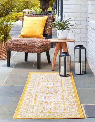 Unique Loom Outdoor Aztec T-KZOD17 Yellow Area Rug Runner Lifestyle Image