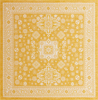 Unique Loom Outdoor Aztec T-KZOD17 Yellow Area Rug Square Top-down Image