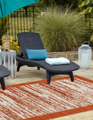 Unique Loom Outdoor Border T-AHENK-LAGOS-F872A Terracotta Area Rug Rectangle Lifestyle Image