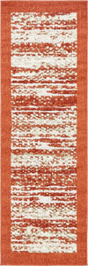 Unique Loom Outdoor Border T-AHENK-LAGOS-F872A Terracotta Area Rug Runner Top-down Image