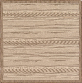 Unique Loom Outdoor Border T-KOZA-20307A Beige Area Rug Square Top-down Image