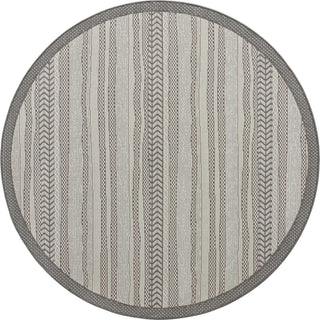 Unique Loom Outdoor Border T-KOZA-20307A Gray Area Rug Round Top-down Image