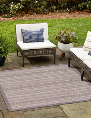Unique Loom Outdoor Border T-KOZA-20307A Gray Area Rug Square Lifestyle Image