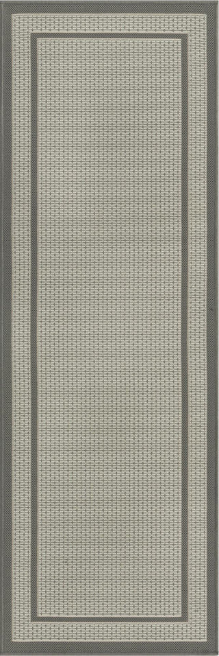 Unique Loom Outdoor Border T-KOZA-20413A Gray Area Rug Runner Top-down Image