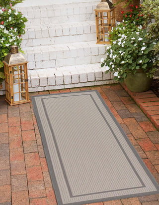 Unique Loom Outdoor Border T-KOZA-20413A Gray Area Rug Runner Lifestyle Image