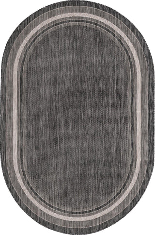 Unique Loom Outdoor Border T-KOZA-20597B Area Rug Oval Top-down Image