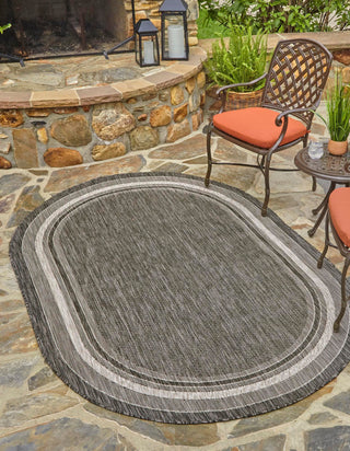 Unique Loom Outdoor Border T-KOZA-20597B Area Rug Oval Lifestyle Image Feature
