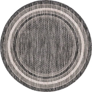 Unique Loom Outdoor Border T-KOZA-20597B Area Rug Round Top-down Image