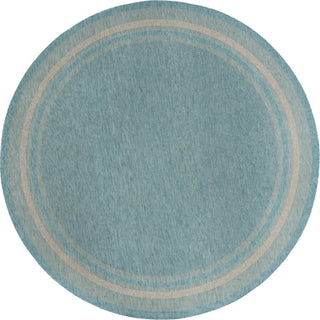 Unique Loom Outdoor Border T-KOZA-20597B Aquamarine Area Rug Round Lifestyle Image
