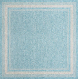Unique Loom Outdoor Border T-KOZA-20597B Aquamarine Area Rug Square Lifestyle Image
