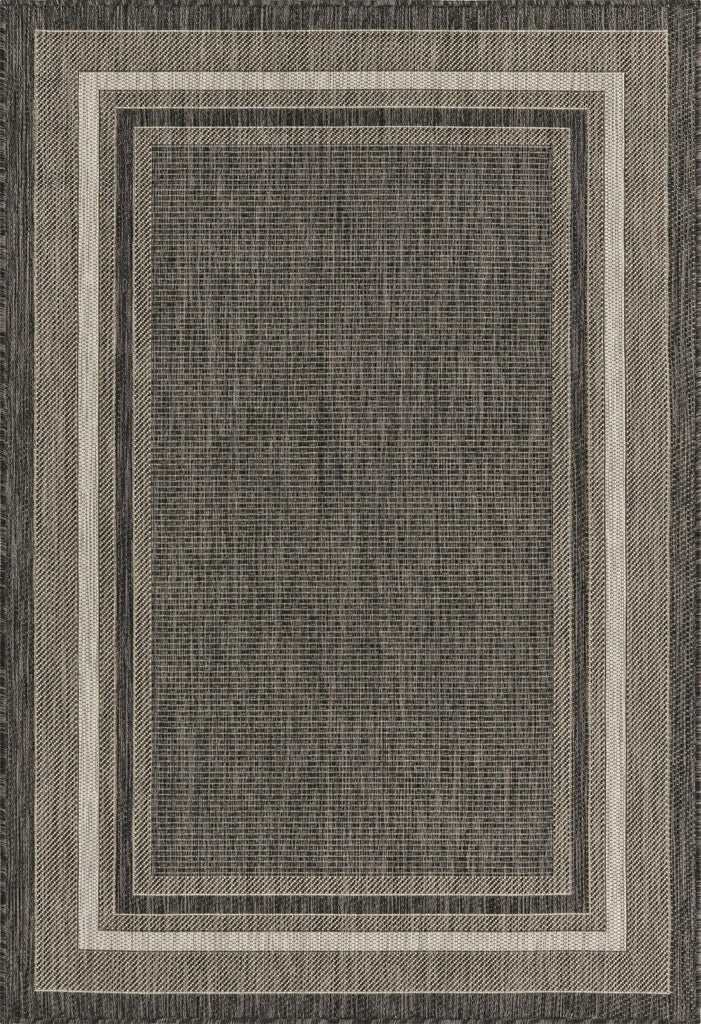 Unique Loom Outdoor Border T-KOZA-20597B Black Area Rug main image