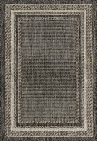 Unique Loom Outdoor Border T-KOZA-20597B Black Area Rug main image