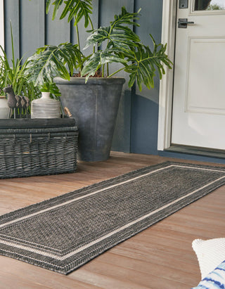 Unique Loom Outdoor Border T-KOZA-20597B Black Area Rug Runner Lifestyle Image